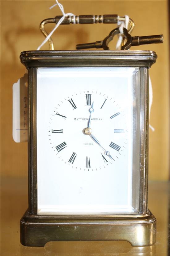 Gilt brass carriage clock, Matthew Norman, London